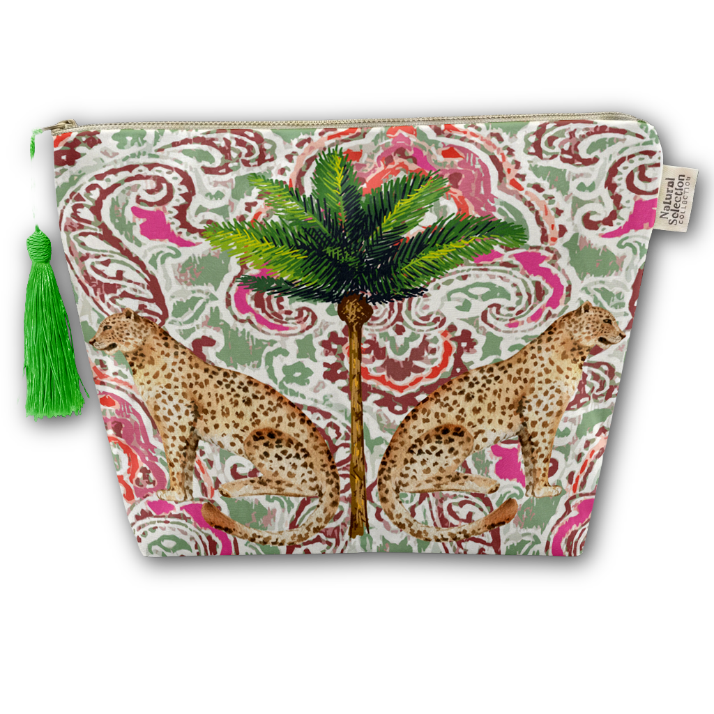 Dandelion Leopards Velvet Makeup Bag