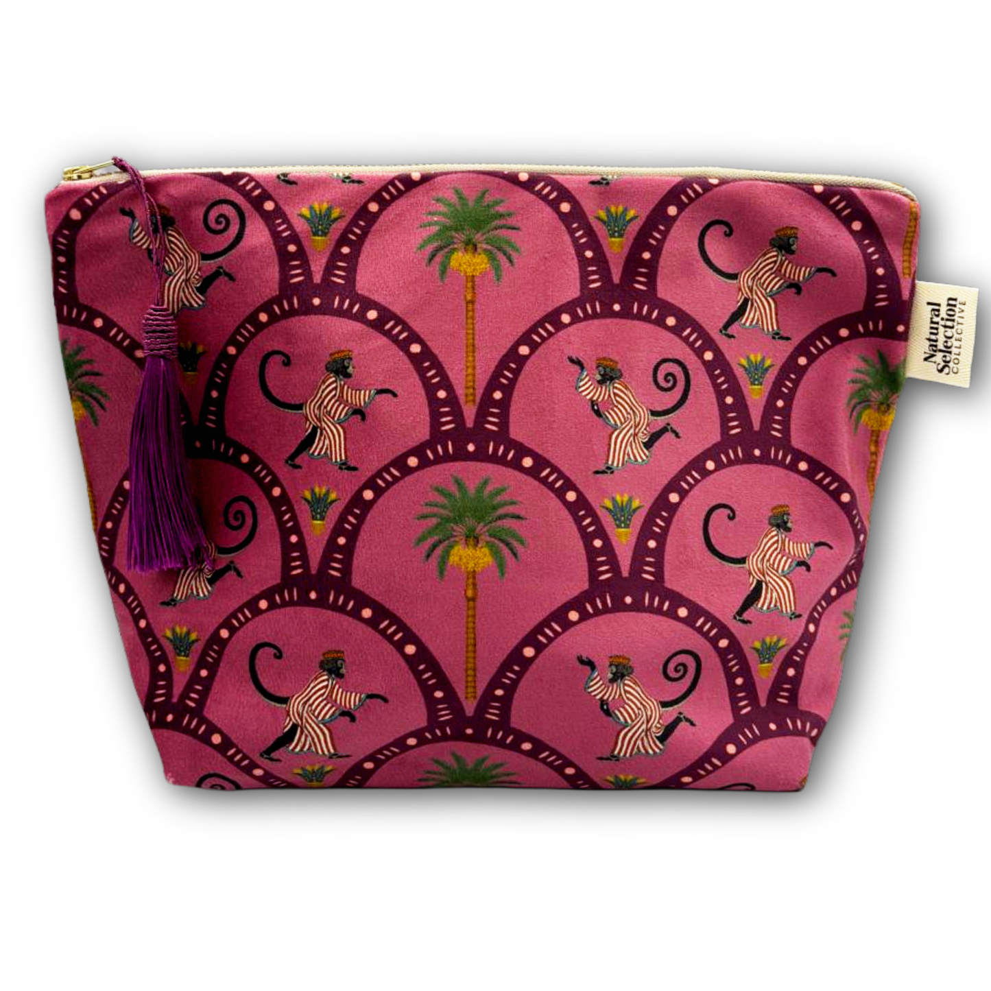 Giza Monkeys Velvet Makeup Bag