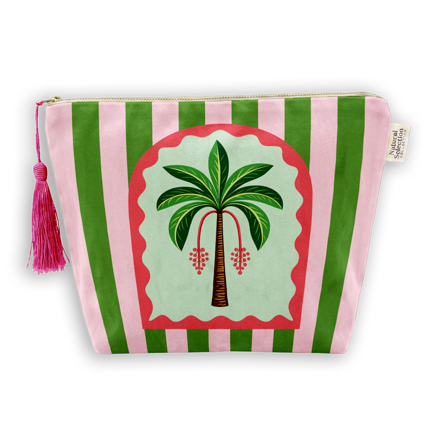 Mirage Palm Green Velvet Makeup Bag