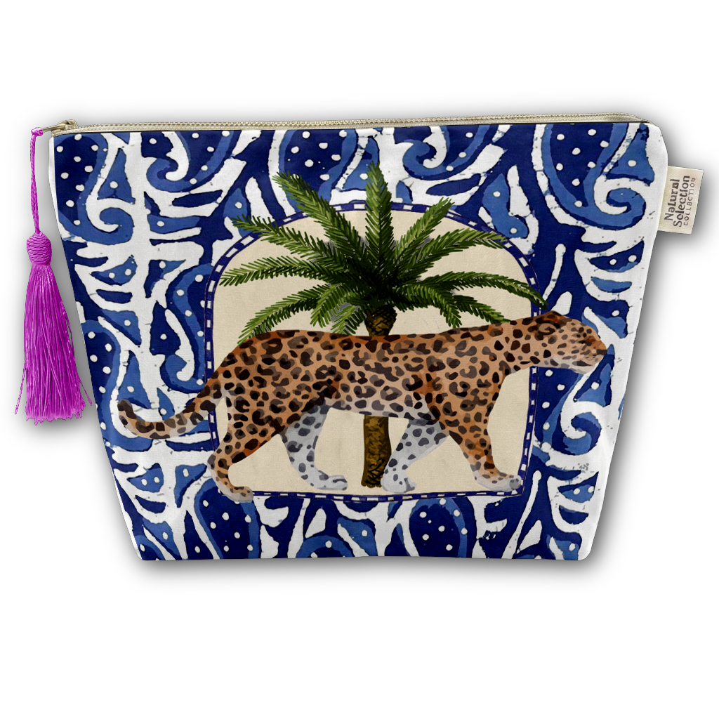 Medina Leopard Velvet Makeup Bag