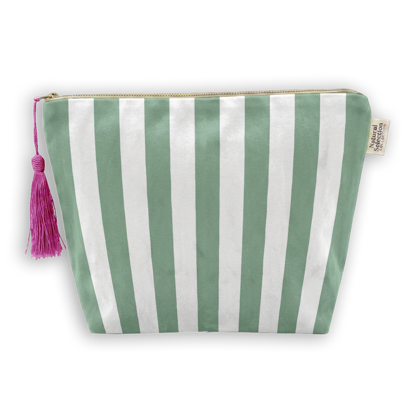 Splendida Stripes Sage Velvet Makeup Bag