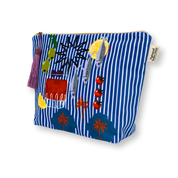 Tropea Stripe Velvet Makeup Bag