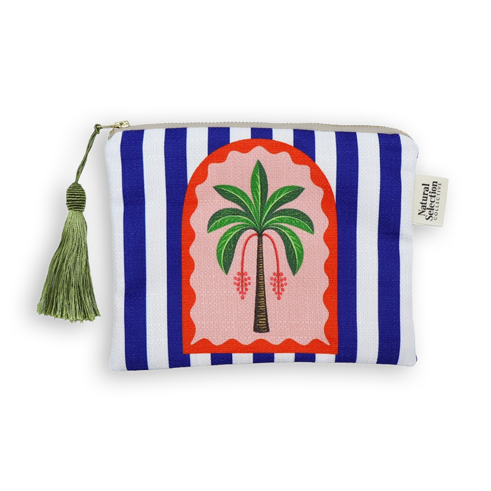 Mirage Palm Blue Makeup Bag