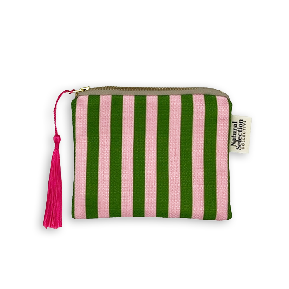 Splendida Stripe Green And Pink Makeup Bag