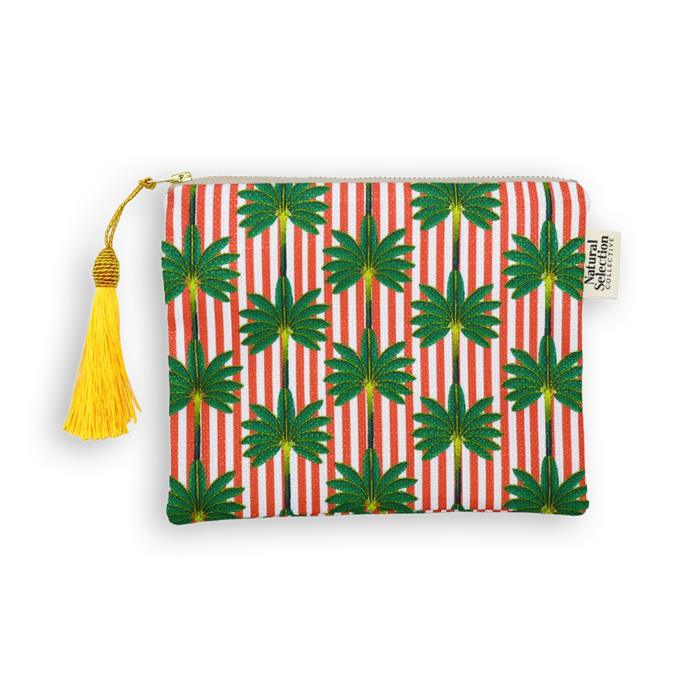 Palm Vista Red Makeup Bag