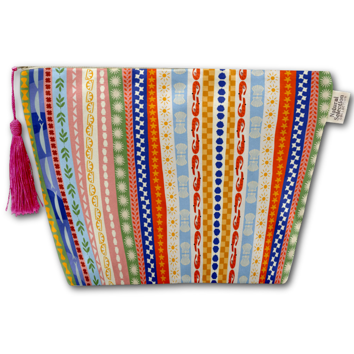 Ocean Stripe Velvet Makeup Bag
