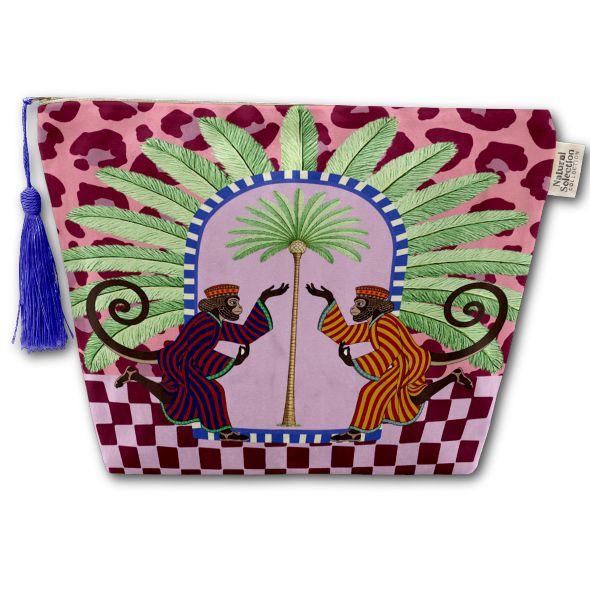 Palm Monkeys Velvet Makeup Bag