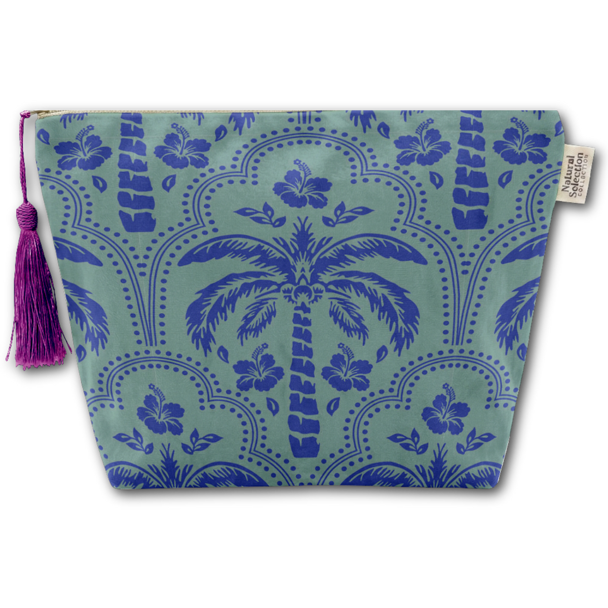 Hibiscus Palm Velvet Makeup Bag