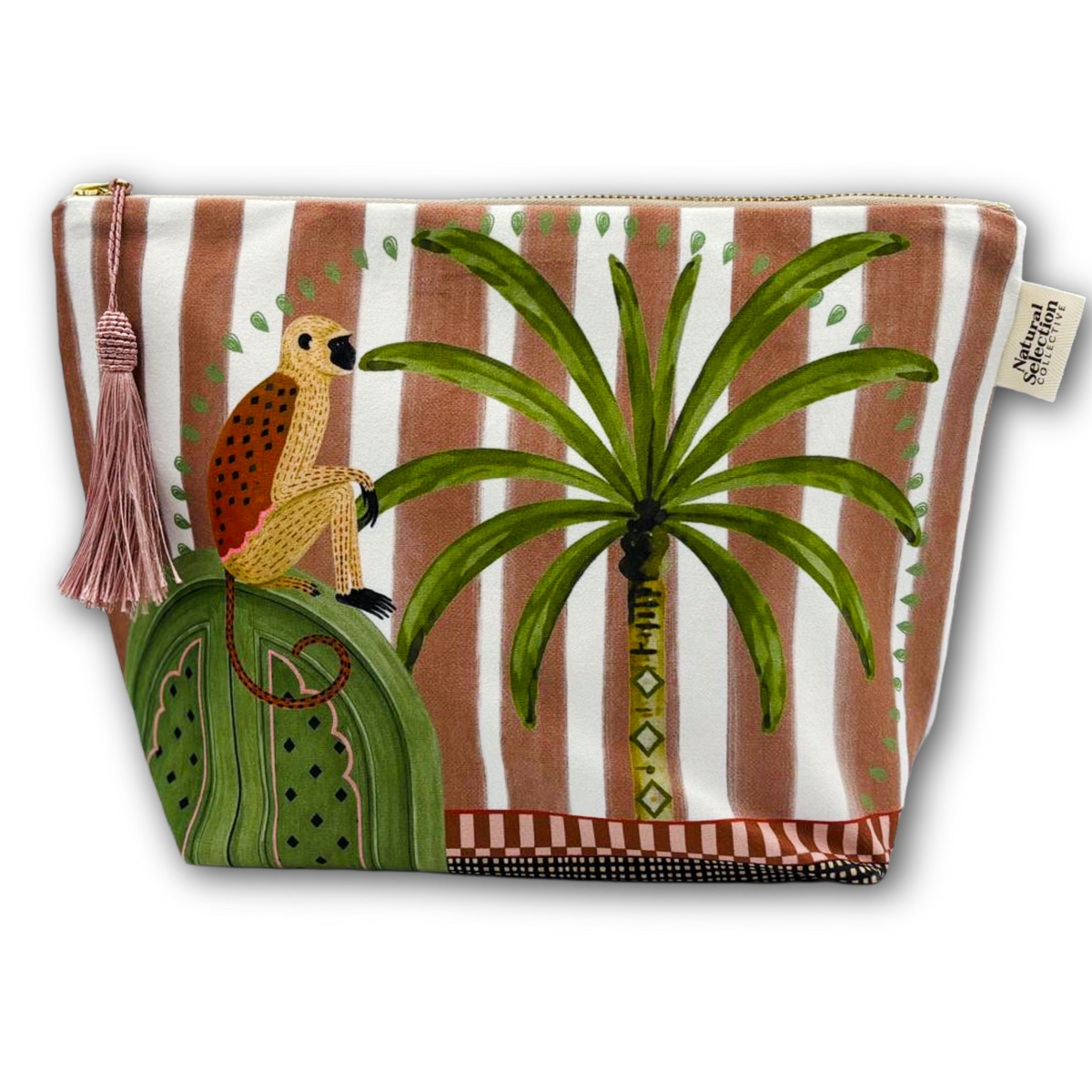 Aleppo Palm Velvet Makeup Bag
