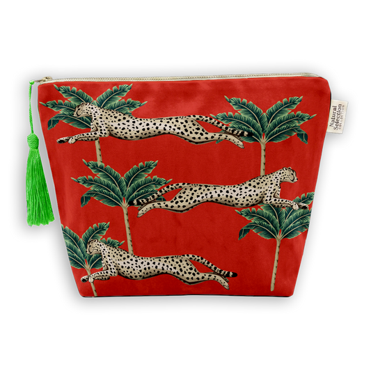 velvet makeup bag red orange