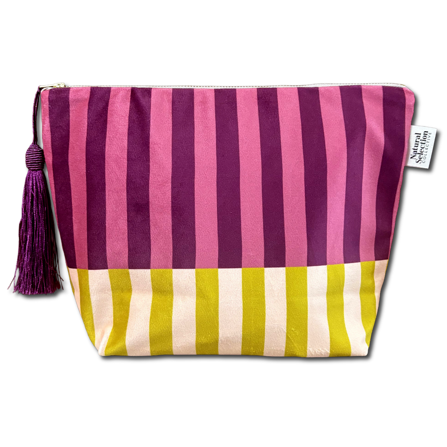 Country Stripe Velvet Makeup Bag