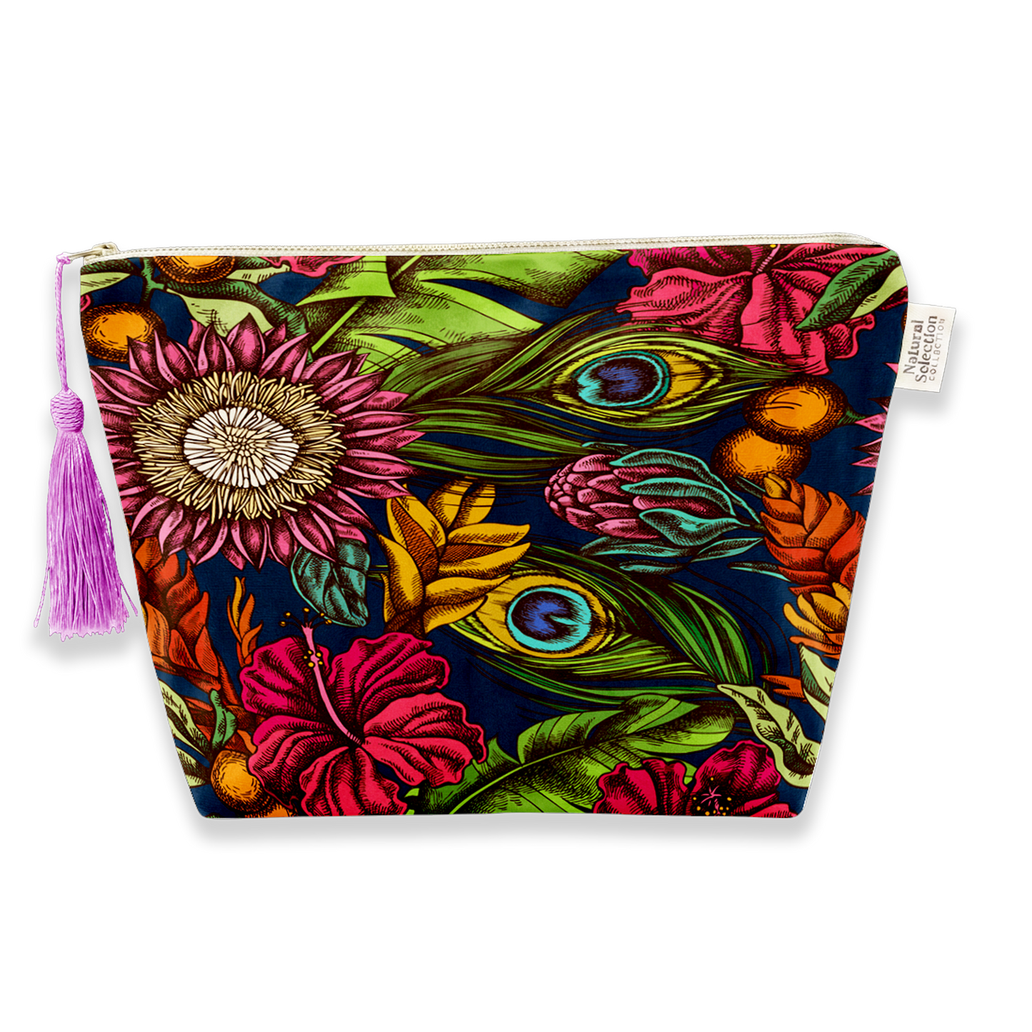 Folklore Peacock Velvet Makeup Bag