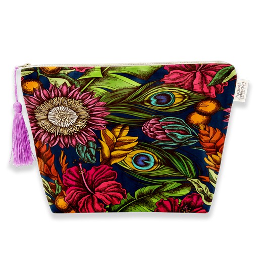 Folklore Peacock Velvet Makeup Bag
