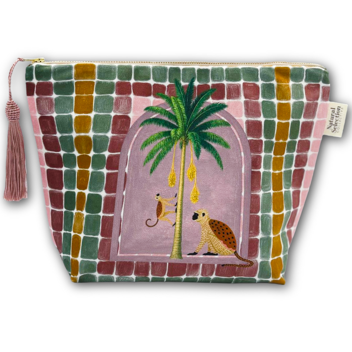 Hebron Palm Velvet Makeup Bag