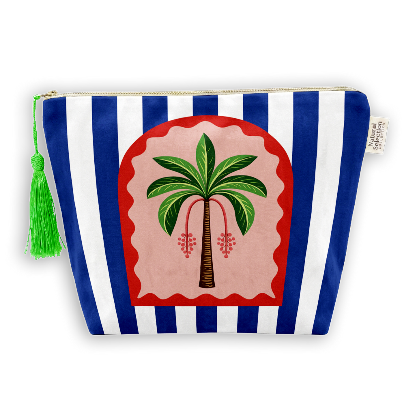 Mirage Palm Blue Velvet Makeup Bag