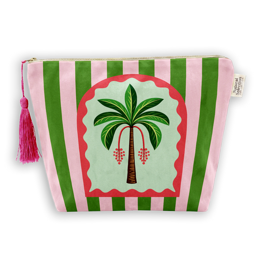 Mirage Palm Green Velvet Makeup Bag