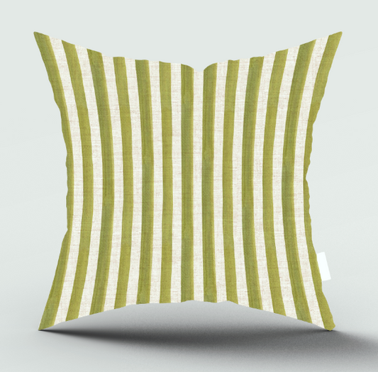 Malibu Stripe Scatter Cover featuring olive and cream stripes