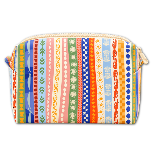 Ocean Stripe Mini Box Bag featuring multicoloured patterned stripes in blue, orange and pink