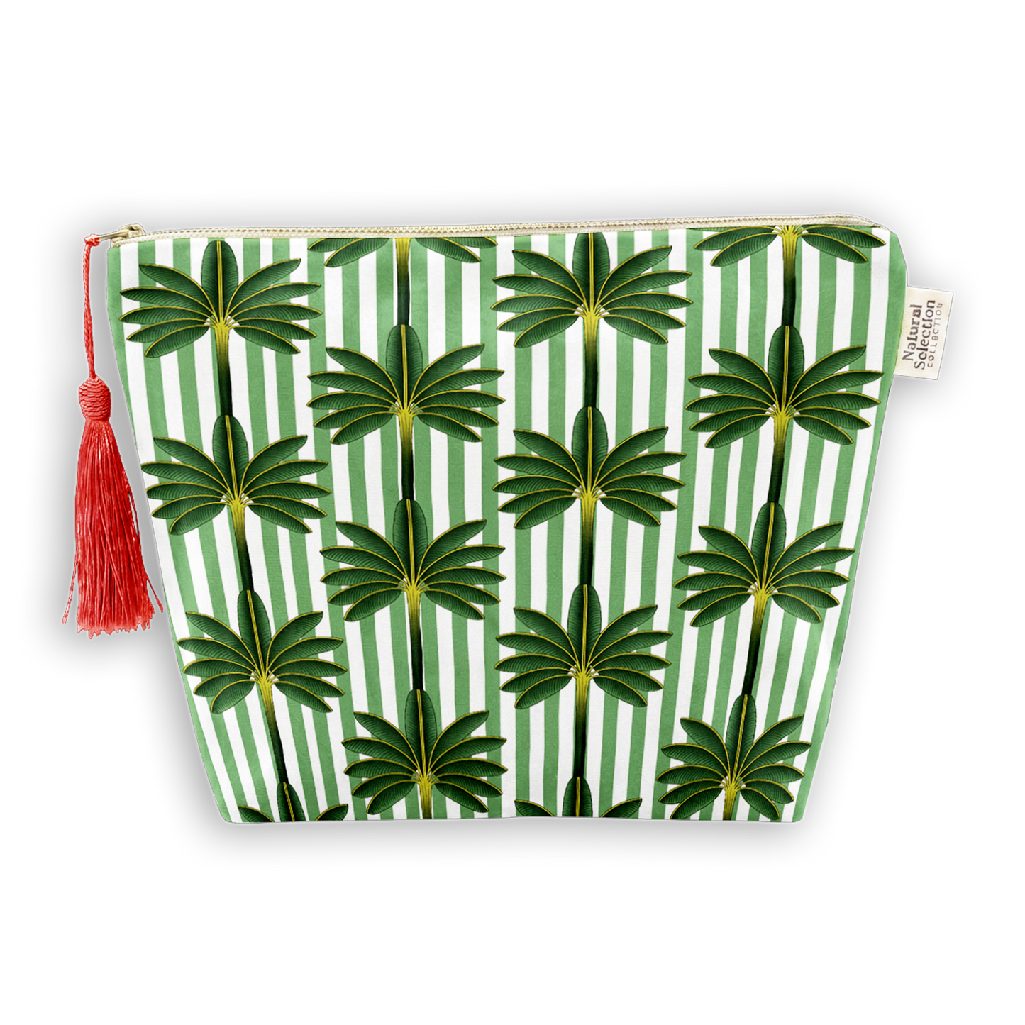 Palm Vista Green Velvet Makeup Bag