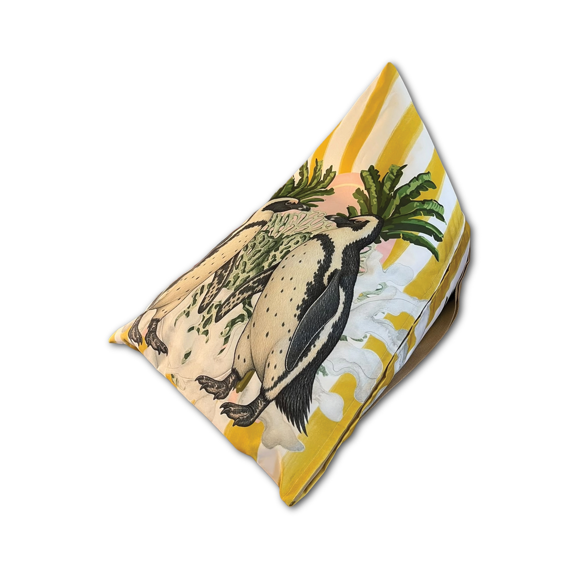 Coral Penguin Slouchy Beach Pillow