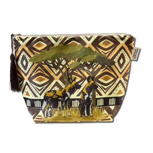 Painted Wolves Velvet Makeup Bag