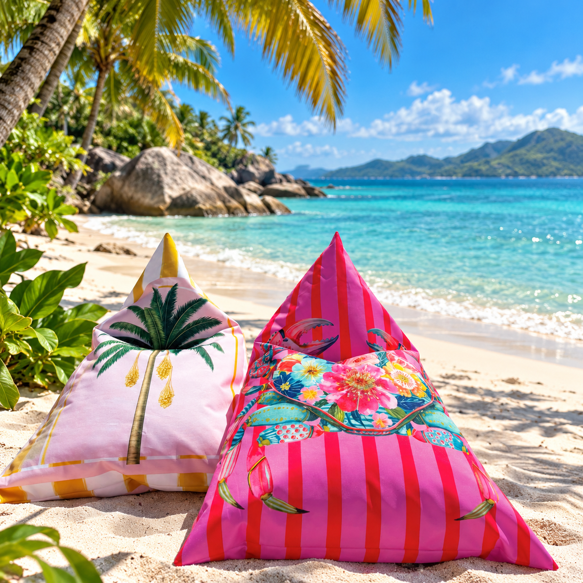 Splendida Stripe Red Slouchy Beach Pillow