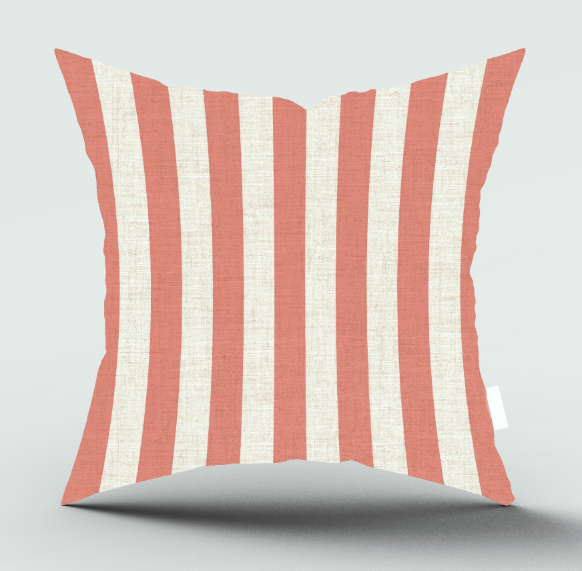 Splendida Stripes Pink Scatter Cover featuring coral pink and white stripes