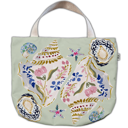 Sumatra Shells Sage Beach Bag