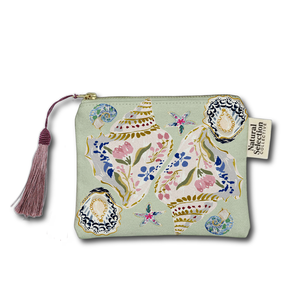 Sumatra Shells Sage Makeup Bag