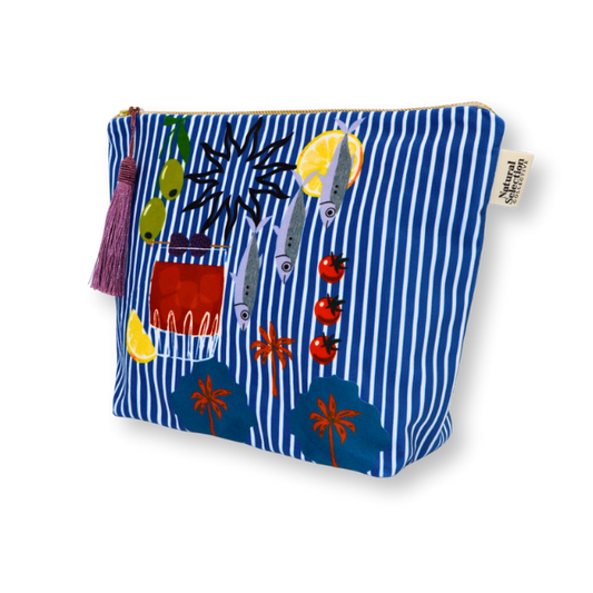 Tropea Stripe Velvet Makeup Bag