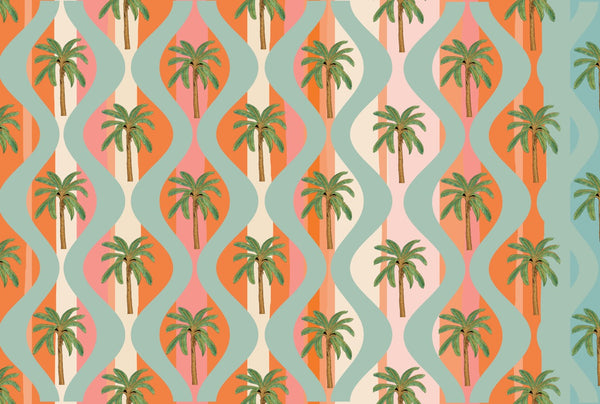 Pattern with palm trees on a colorful background