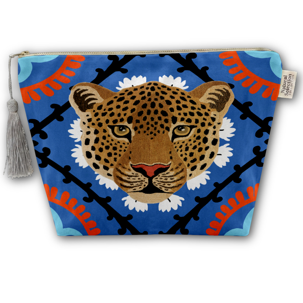 Tuniz Leopard Velvet Makeup Bag