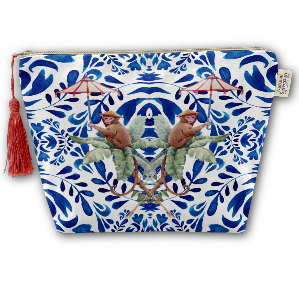Tuscan Monkeys Velvet Makeup Bag