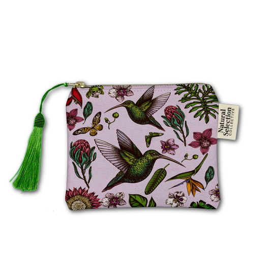 Violet Hummingbird Makeup Bag