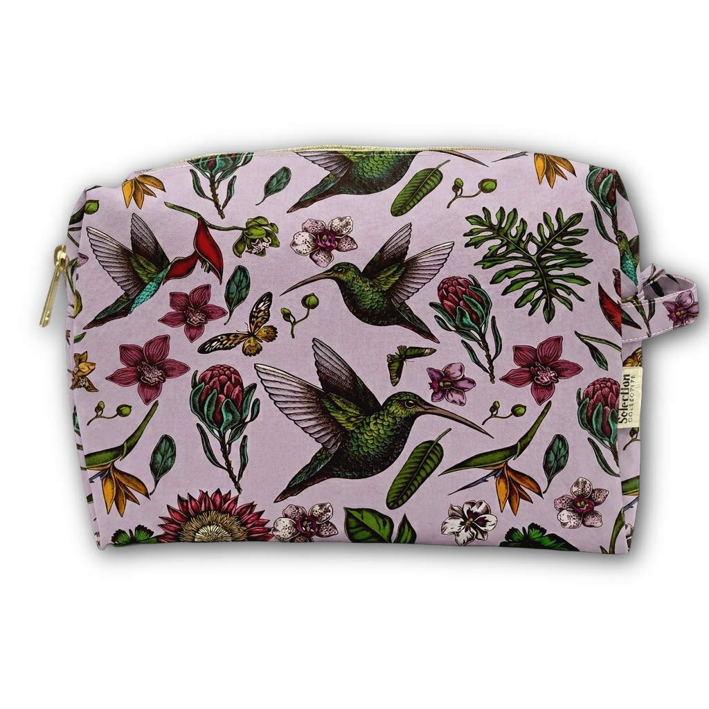 Violet Hummingbird Toiletry Bag