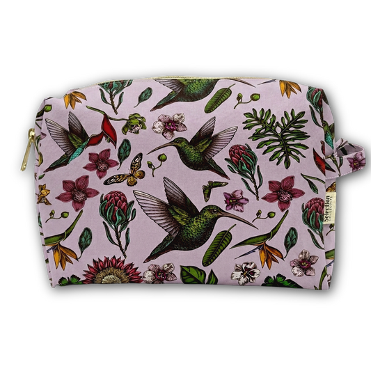 Violet Hummingbird Toiletry Bag