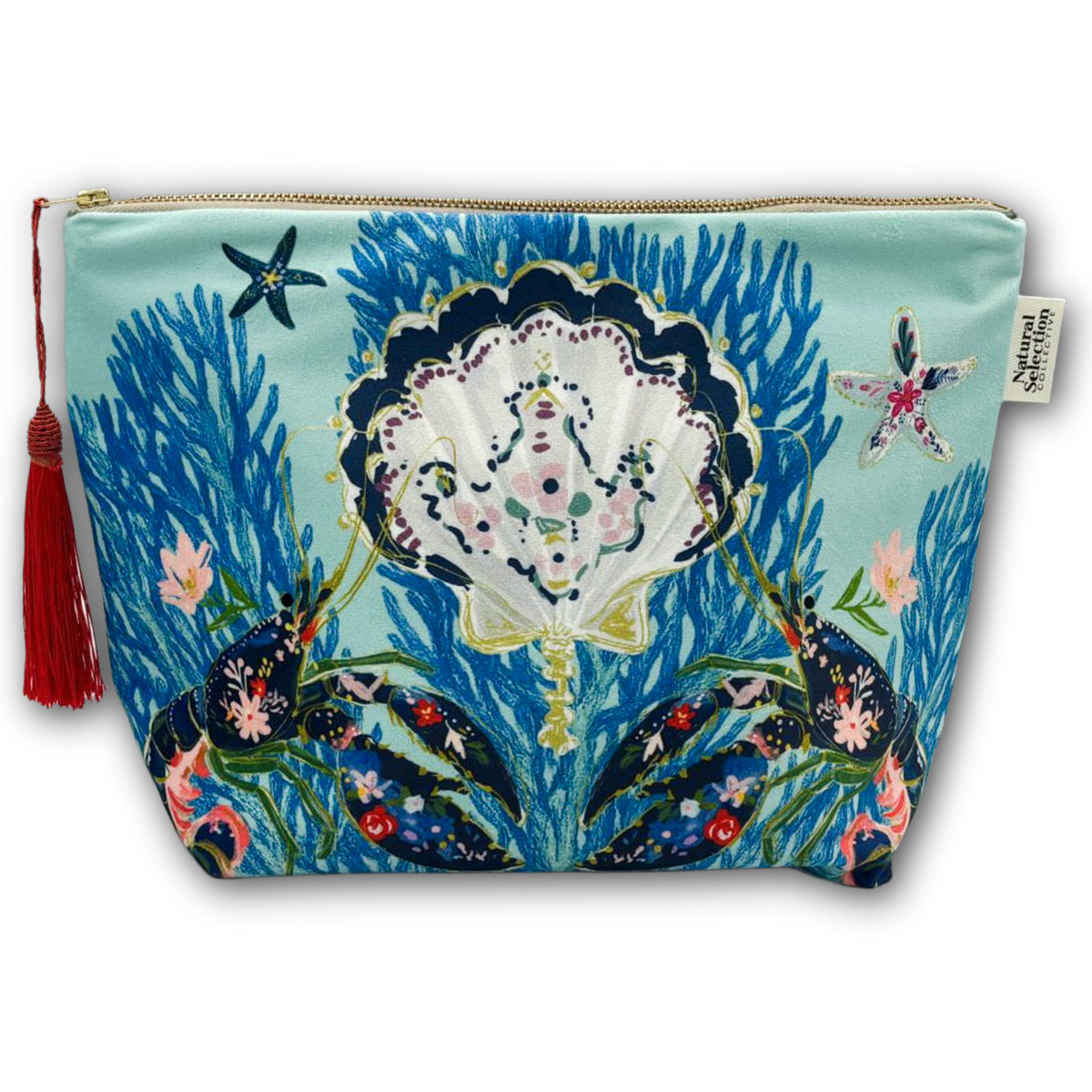White Sands Coral Velvet Makeup Bag