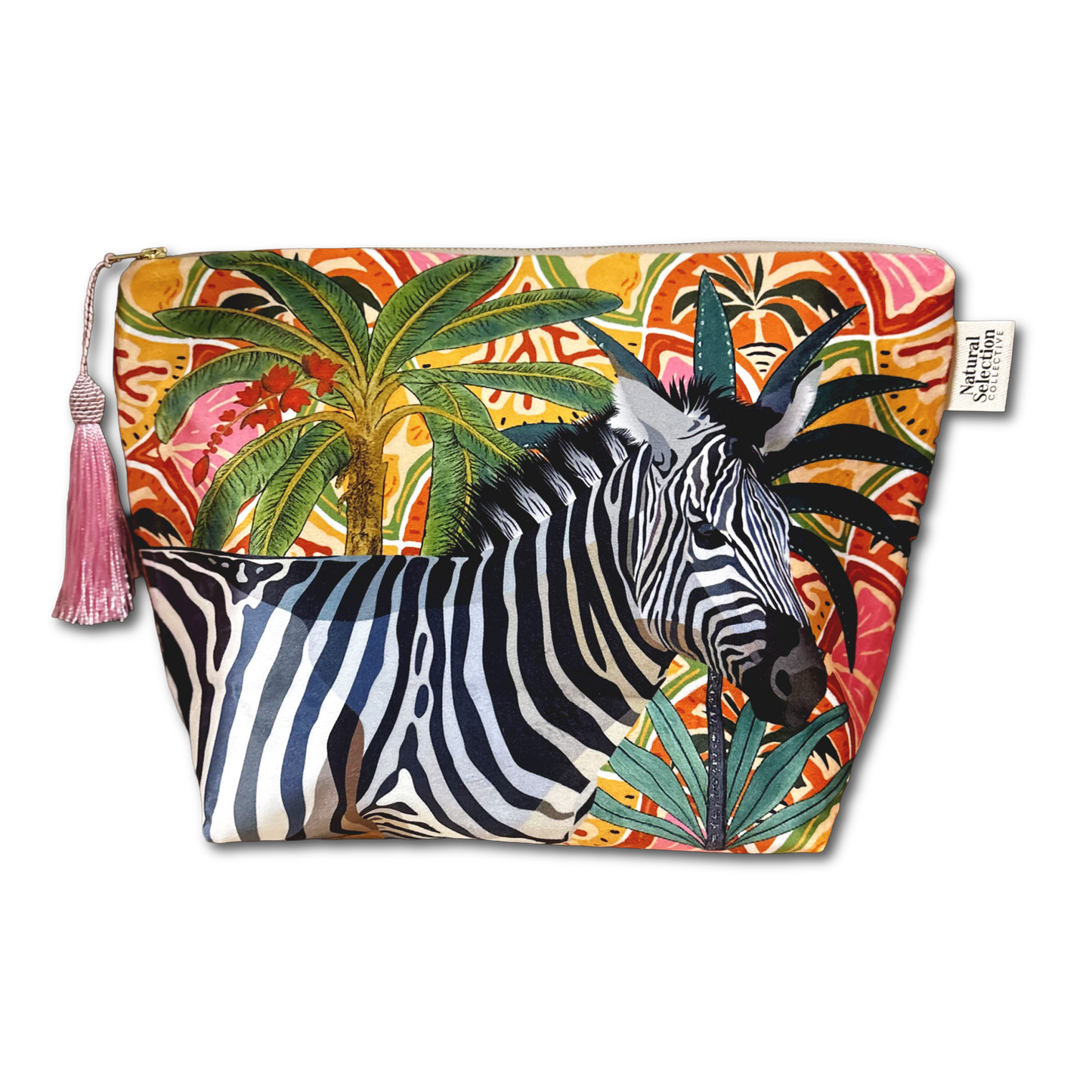 Ayana Zebra Velvet Makeup Bag