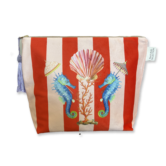 Clifton Seahorse Velvet Makeup Bag