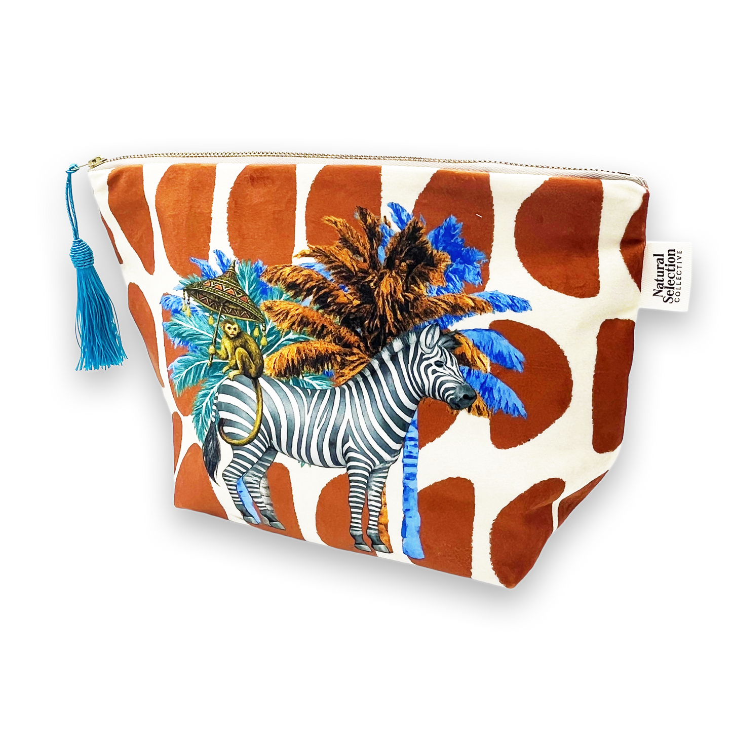Etosha Zebra Velvet Makeup Bag