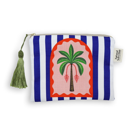 Mirage Palm Blue Makeup Bag
