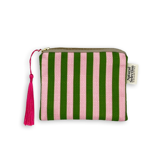 Splendida Stripe Green And Pink Makeup Bag