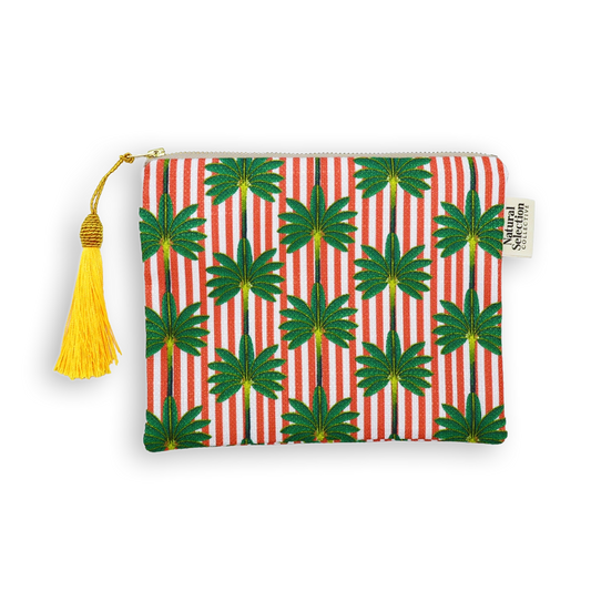 Palm Vista Red Makeup Bag